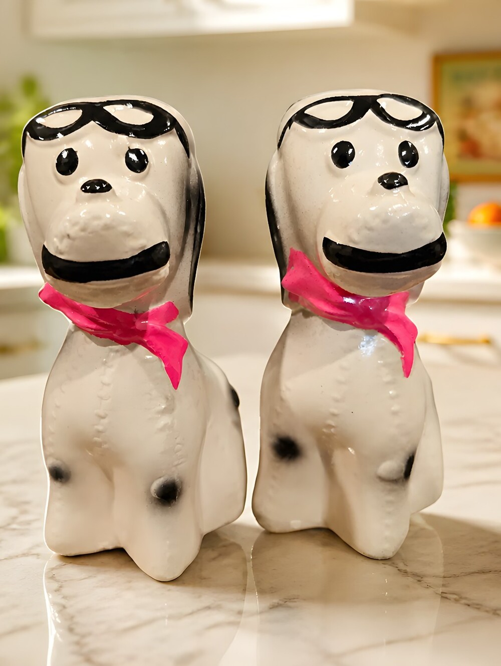 vintage Red Baron/Flying Ace Snoopy-inspired aviator dog salt and pepper shaker